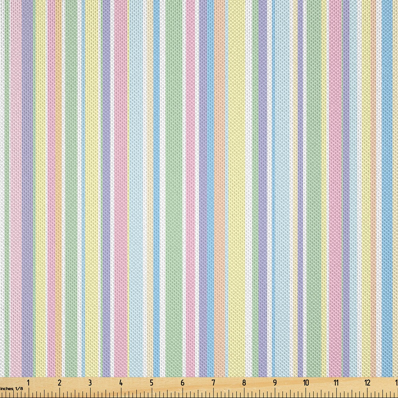 Ambesonne Pastel Fabric by The Yard, Vertically Striped Pattern Different Colored Straight Lines Classical Old Fashioned, Decorative Satin Fabric for Home Textiles and Crafts, 1 Yards, Multicolor